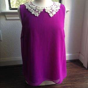 NWT Ark & Co. Purple Lace Peter Pan Collar Top